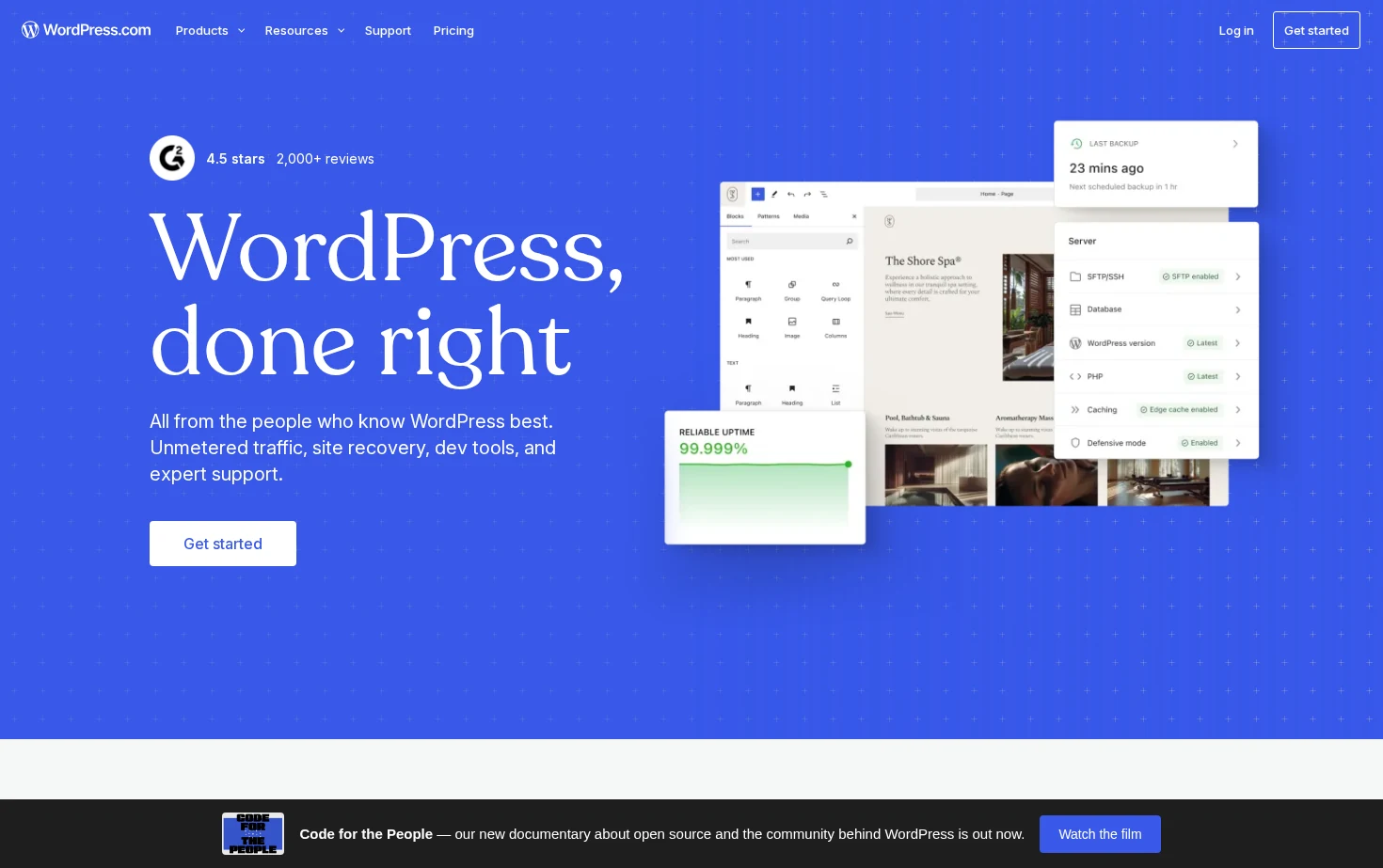 WordPress.com 页面快照